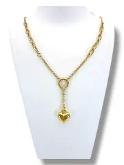 Златно колие с висящо сърце и пръстен 14K RG10803