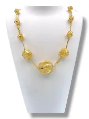 Златно колие Хинди с ажурни топки и декоративни елементи 14K RG13194