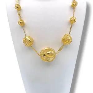 Златно колие Хинди с ажурни топки и декоративни елементи 14K RG13194