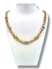 Златно колие с масивни двуцветни овални звена 14K RG12379