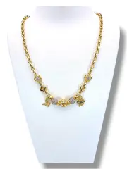 Златно колие с висулки и блестящи циркони – тип Pandora 14K RG10804