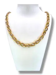 Златно колие с плътна двуцветна верижна плетка 14K RG12380