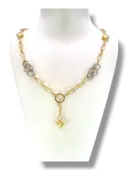 Нежно дамско колие с продълговати звена и акцентни безкрайности 14K RG13059