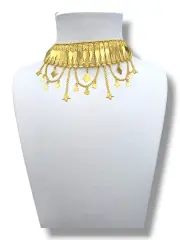 Ефектен златен Хинди чокър с висящи звезди и синджири 14K RG13196