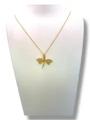 Златно колие с висулка водно конче циркони 14K RG11316