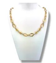 Модерно дамско златно колие с овални халки 14K RG11567