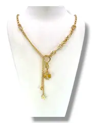 Дамско златно колие Ван Клиф с детелина и висящи акценти 14K RG13061