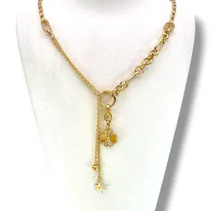 Дамско златно колие Ван Клиф с детелина и висящи акценти 14K RG13061