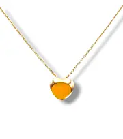 Златно колие със сърце от полиран златен обем 14K RG12543