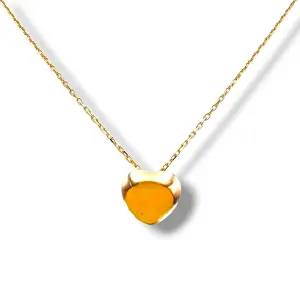Златно колие със сърце от полиран златен обем 14K RG12543