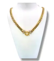 Златно колие тип Панцер с циркониеви елементи 14K RG11501
