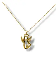 Златно колие с ангелска фигура и цирконии 14K RG12544