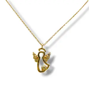 Златно колие с ангелска фигура и цирконии 14K RG12544