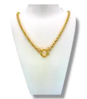 Златно колие въже с кръгла закопчалка и инкрустирани детайли 14K RG11502