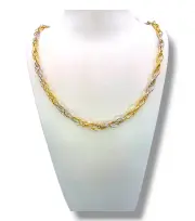 Изискано дамско златно колие с бели акценти 14K RG11569