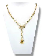 Златно колие с висулка звезда и сърце със стрела 14K RG11117