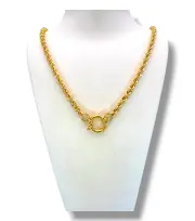 Златно колие въже с декоративна закопчалка и цирконии 14K RG11503