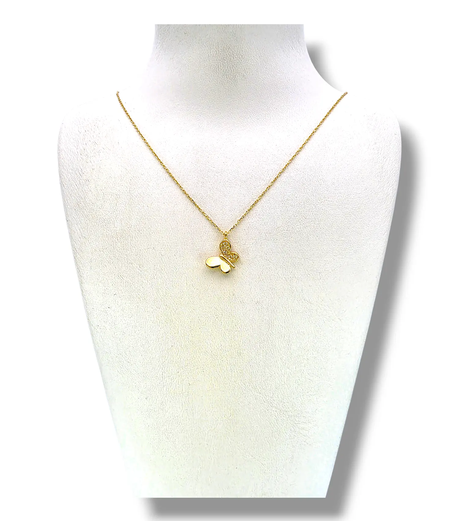 Златно колие с пеперуда и циркониев акцент 14K RG12546