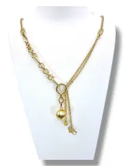 Златно колие с две висулки и топка 14K RG11118