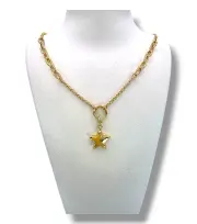 Дамско златно колие със звезда висулка и кръгъл акцент 14K RG11843