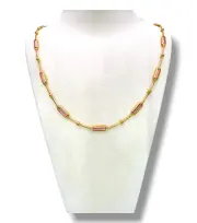 Нежно дамско златно колие с розови циркони 14K RG12097