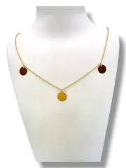 Колие със златни кръгли плоски елементи 14K RG11322