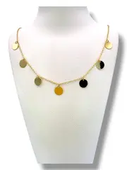 Златно колие с висулки огледални кръгове 14K RG11323