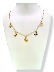 Златно колие с висящи пеперуди и фина верижка 14K RG12579