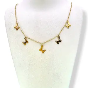 Златно колие с висящи пеперуди и фина верижка 14K RG12579