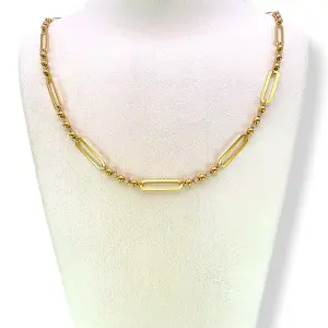 Златно колие с удължени звена и топчета 14K RG12580