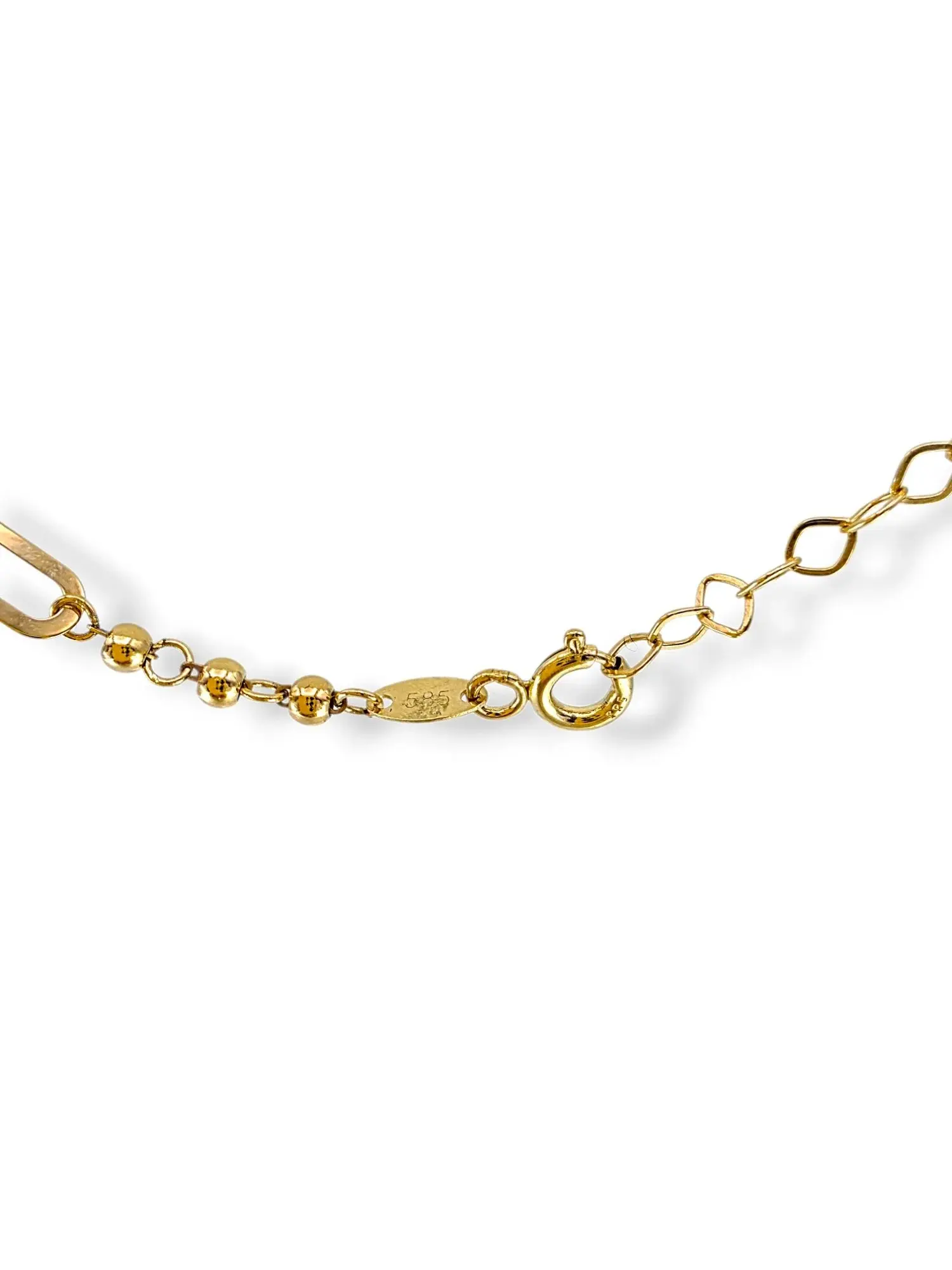 Златно колие с удължени звена и топчета 14K RG12580