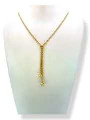 Златно колие тип лариат въже с две висящи топчета 14K RG12587