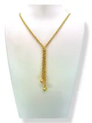Златно колие дамско тип лариат с двойна висулка 14K RG12588