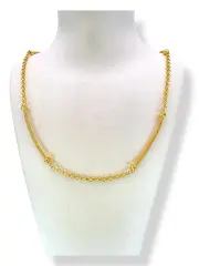 Златно колие дамско с комбиниран синджирен и плетен дизайн и топчета 14K RG12589