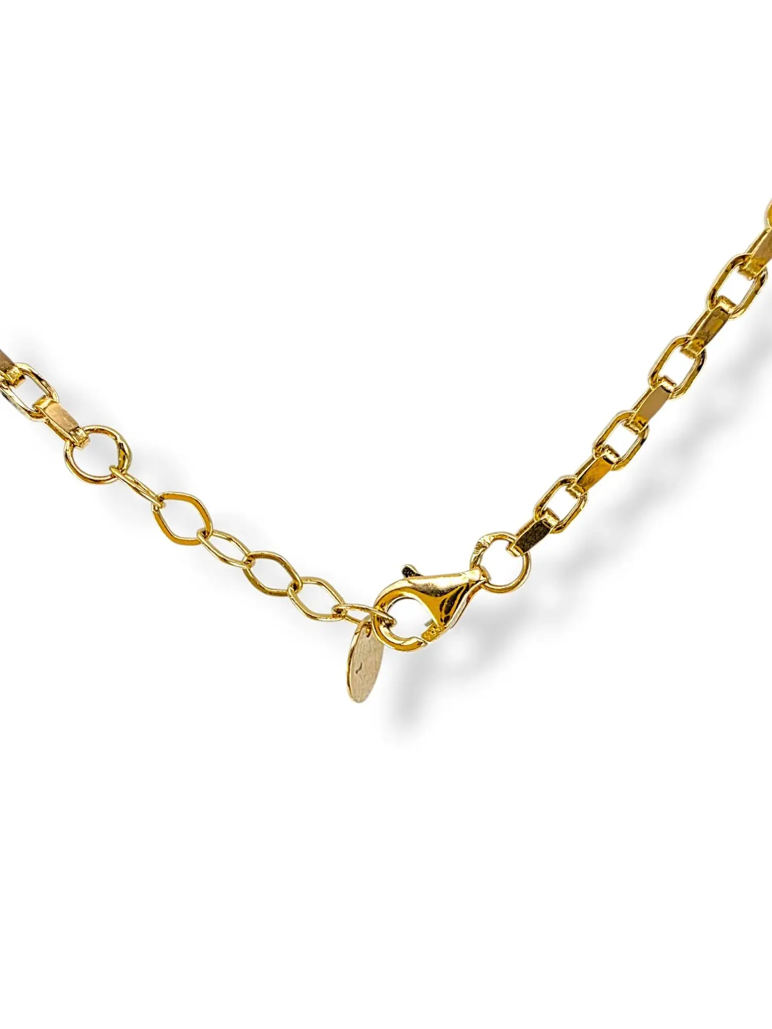 Дамско златно колие тип лариат с трицветни елементи 14K RG12591