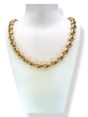 Златно колие с преплетени двуцветни овални звена 14K RG12599