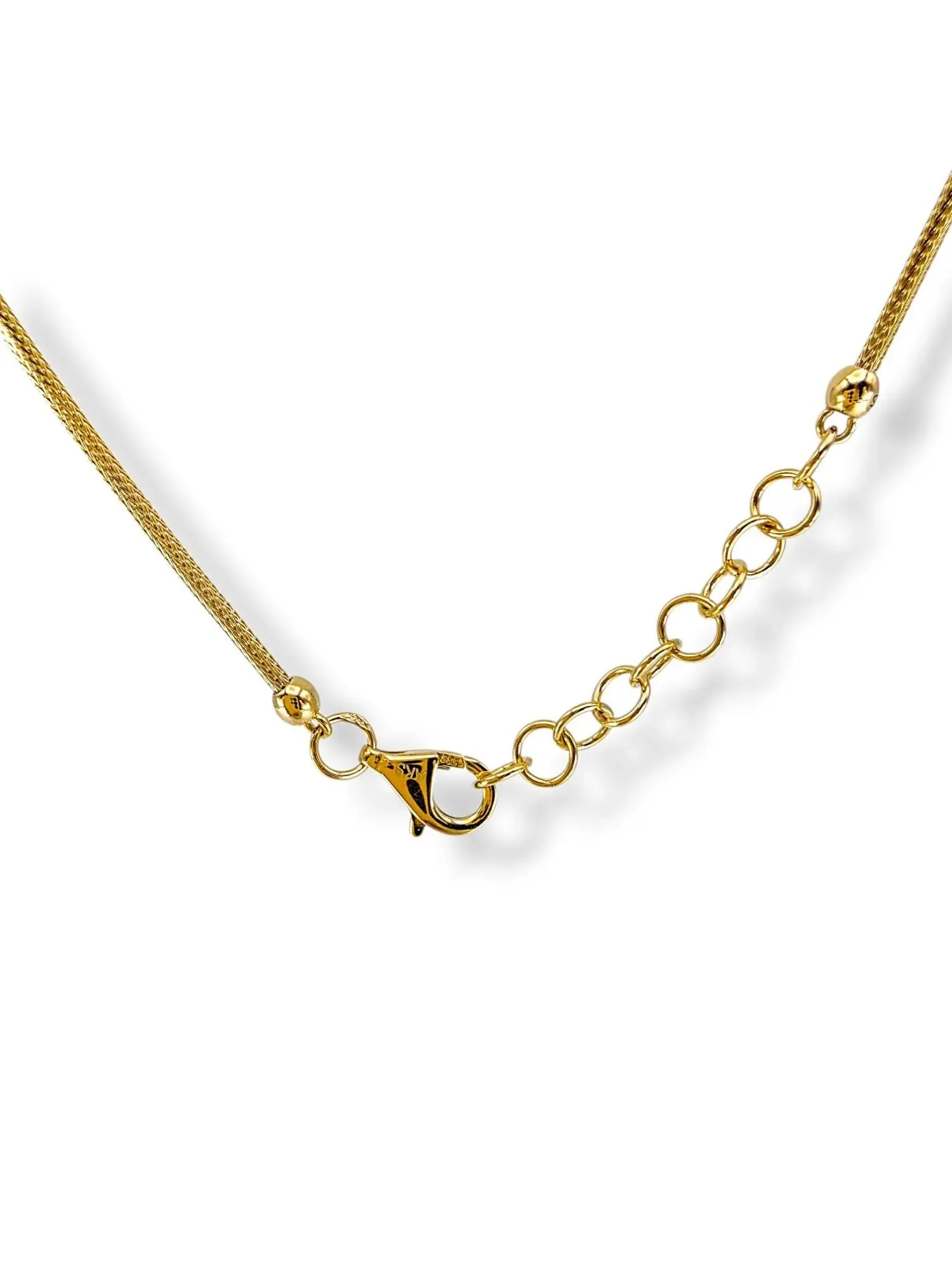 Златно колие змийска плетка с трицветни кубични елементи 14K RG12608