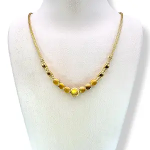 Златно колие змийска плетка с кръгли акценти мат-гланц 14K RG12609