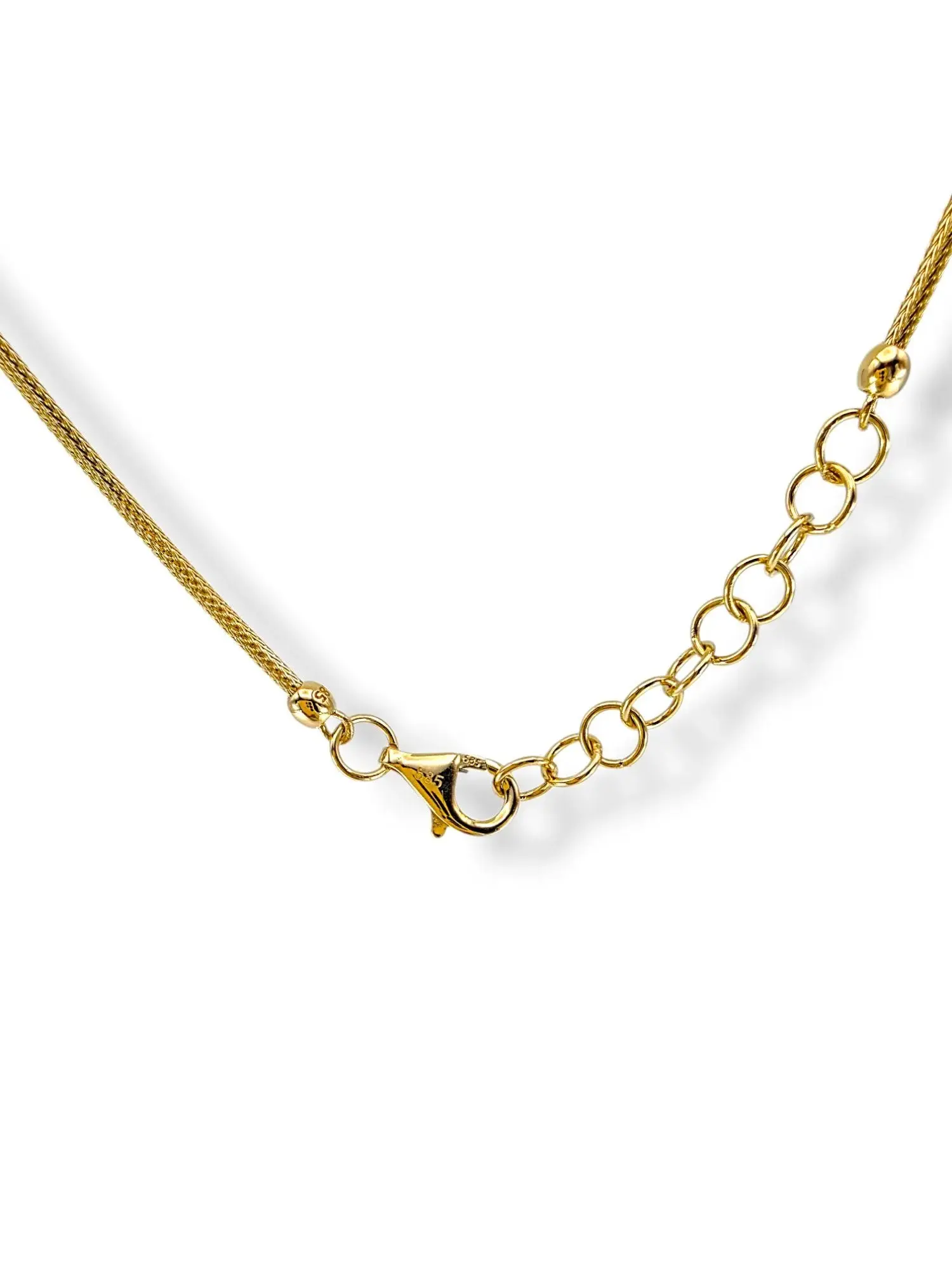 Златно колие змийска плетка с кръгли акценти мат-гланц 14K RG12609