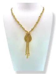 Златно колие тип лариат със змийска плетка и усукан дизайн 14K RG12611