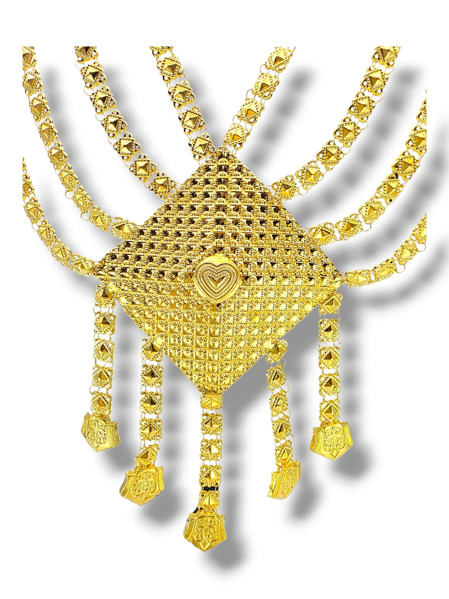 Дамско златно колие Мардин с ромбовидни елементи Хинди стил 14K RG12951