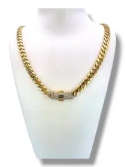 Дамски златен синджир Monaco Chain с паве закопчалка 14К RG12719