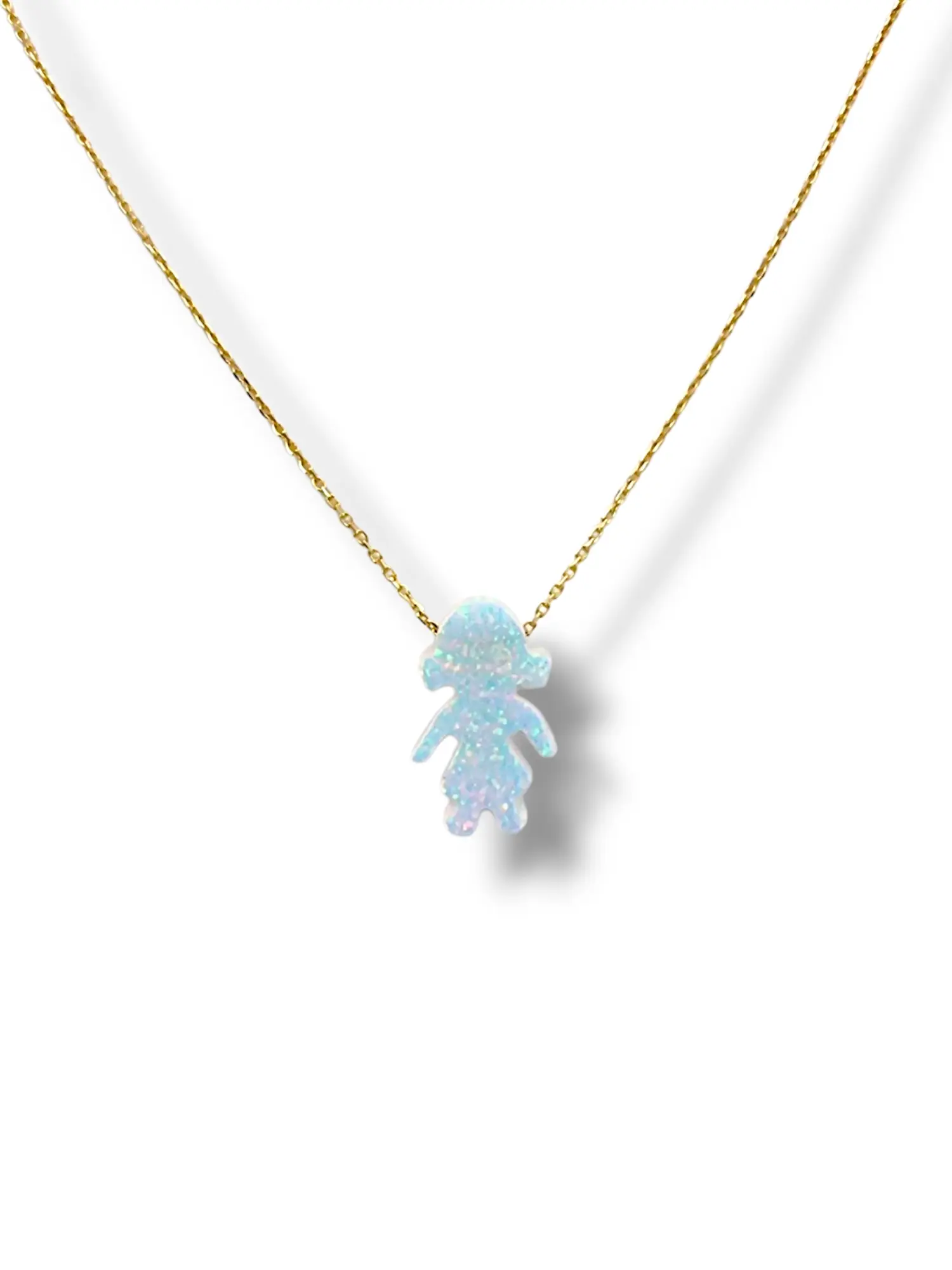 Златно колие с висулка момиче от опал 14K RG10996