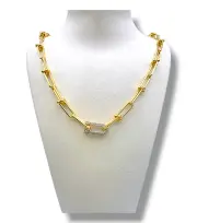 Златно колие Тифани с нежни звена и циркони 14K RG12124