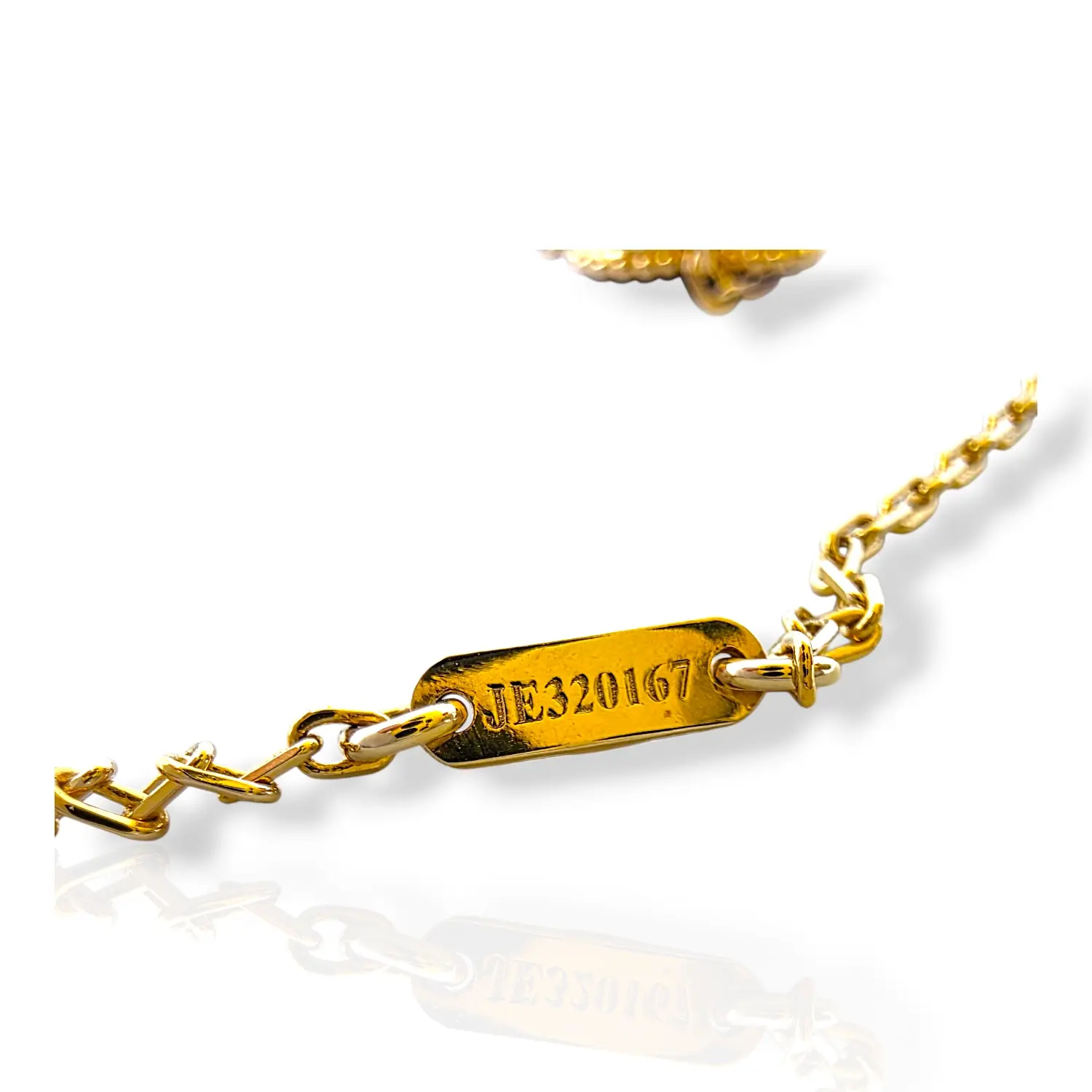 Златно колие Van Cleef с карнеол и флорални мотиви 14K RG11450