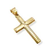 Златно кръстче с фина гравирана текстура 14K RG11975