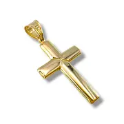 Златно кръстче с плътна форма и мек блясък 14K RG12455