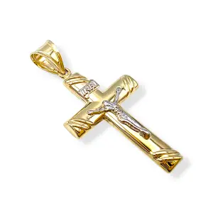 Златно кръстче с разпятие и фини линии 14K RG11988