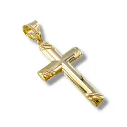 Златно кръстче с релефна форма и мек блясък 14K RG12456