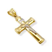 Златно кръстче с разпятие и гланцирана повърхност 14K RG11991